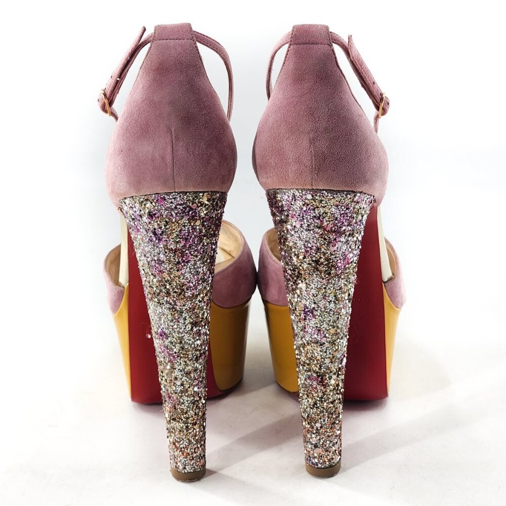 CHRISTIAN LOUBOUTIN Nenecheritza Glitter T-Strap Platform Sandals - Picture 7 of 10